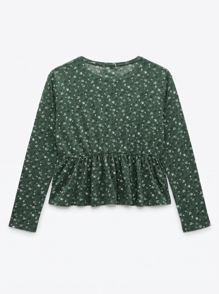 GREEN_WOMEN_tOP_WHITE_FLOWER_print