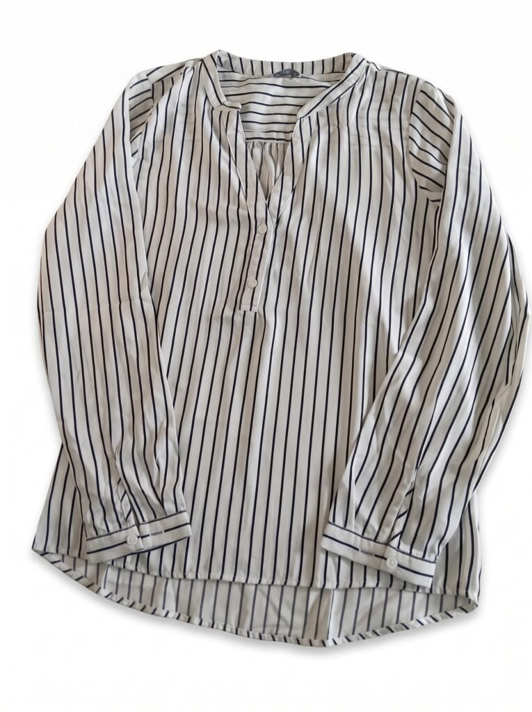 White_shirt_black_stripes_women