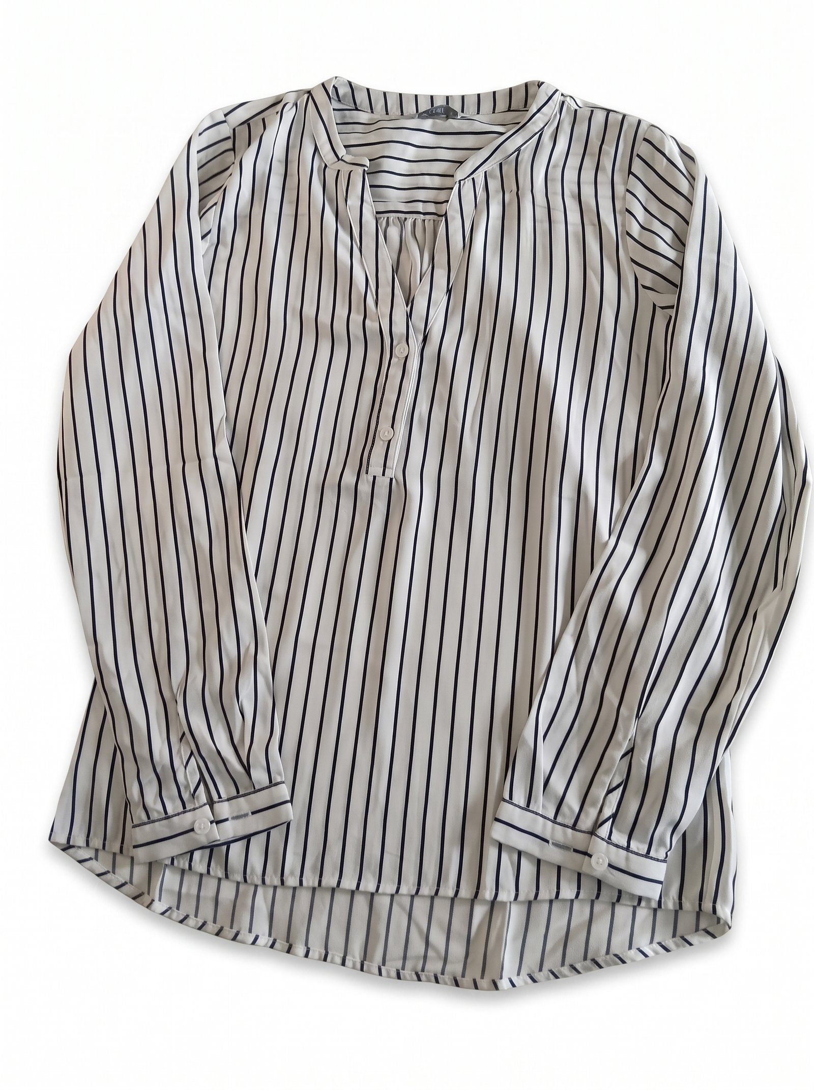 White_shirt_black_stripes_women