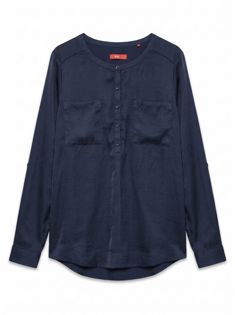 Royal Blue Double Pocket Women Shirt - L